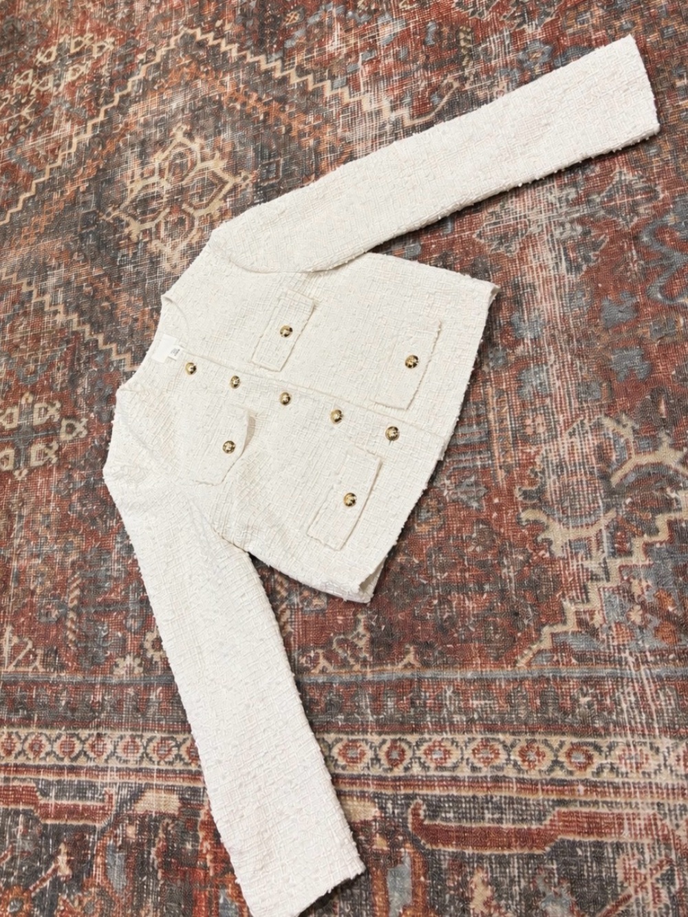 H&M Cream Tweed Button-Front Cardigan